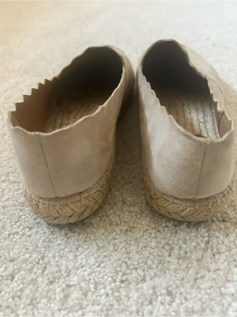 Chloe Beige Scalloped-Edge Espadrille Slip-On